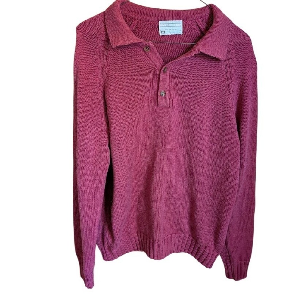 Vintage Lord Jeff Knit Collared Mens Sweater Size L Preppy Fine Cotton Retro USA